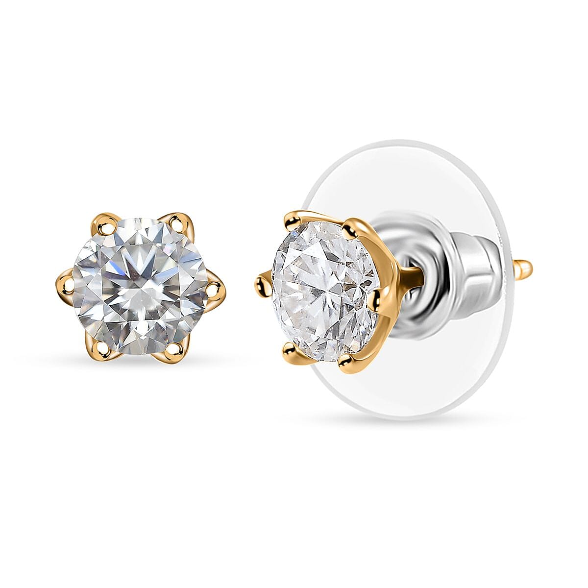 Moissanite Solitaire Stud Earrings in Vermeil YG Over Sterling Silver 1.53 ctw