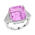 Certified & Appraised Rhapsody 950 Platinum Asscher Cut AAAA Patroke Kunzite and E-F VS Diamond Ring 7.75 Grams 19.50 ctw - Sticky add to cart bar