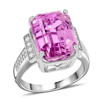 Certified & Appraised Rhapsody 950 Platinum AAAA Patroke Kunzite, Diamond (E-F, VS) (0.31 cts) Ring (Size 6.0) (10.25 g) 14.30 ctw