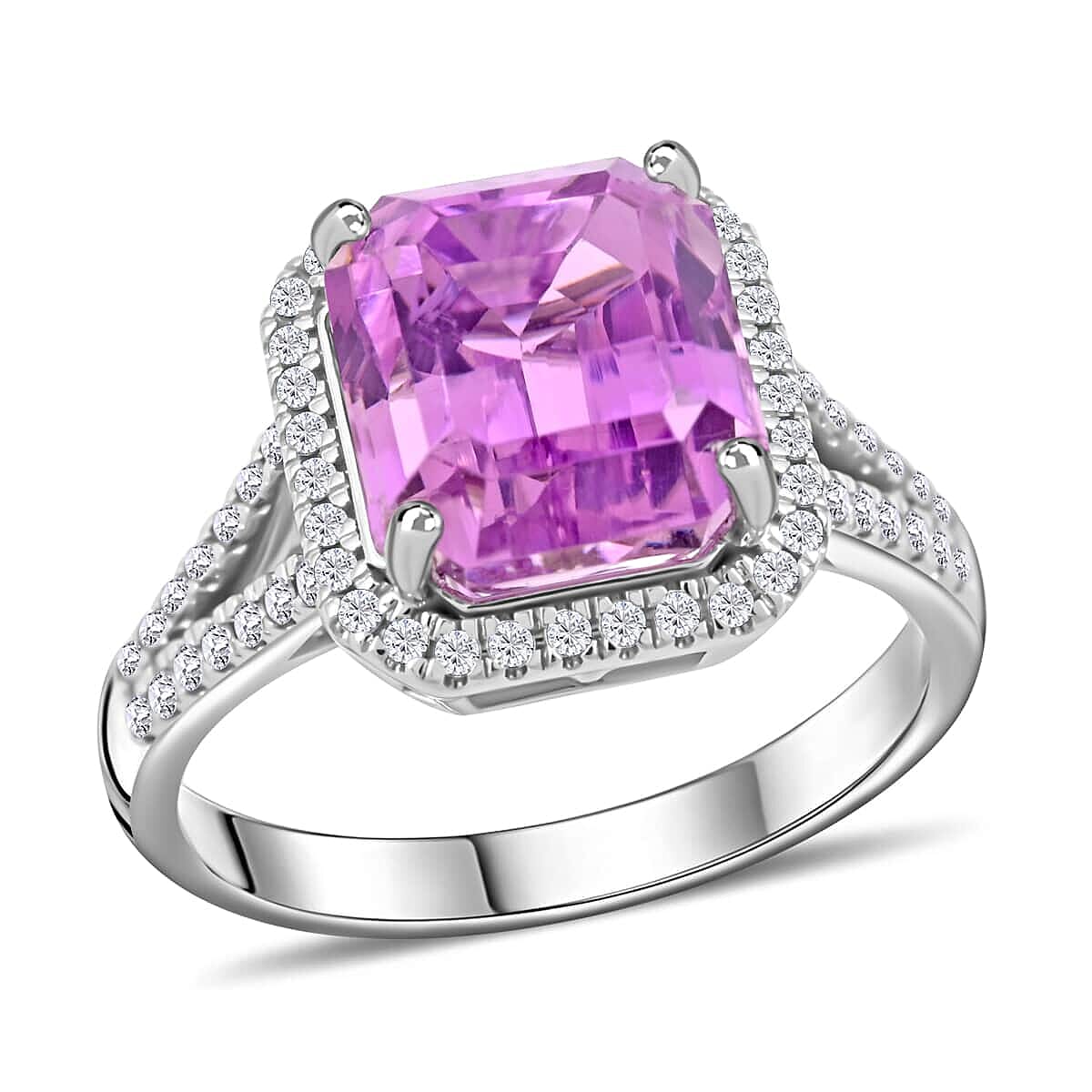 Certified & Appraised Rhapsody 950 Platinum AAAA Patroke Kunzite and E-F VS Diamond Ring (Size 10.0) 7.50 Grams 5.75 ctw