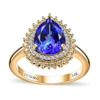 Luxoro 14K Yellow Gold AAA Tanzanite and I2 Natural Yellow and White Diamond Ring (Size 7.0) 4 Grams 3.30 ctw
