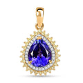 Luxoro 14K Yellow Gold AAA Tanzanite and I2 Natural Yellow and White Diamond Double Halo Pendant 2.90 ctw - Sticky add to cart bar