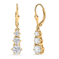 Moissanite 1.60 ctw Solitaire Lever Back Earrings in Rhodium Over Sterling Silver