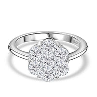 Moissanite Ring in Rhodium Over Sterling Silver (Size 8.0) 1.26 ctw