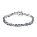 Cambodian Blue Zircon, Morro Redondo Pink Tourmaline Bracelet in Platinum Over Sterling Silver (6.50 In) 14.80 ctw - Sticky add to cart bar