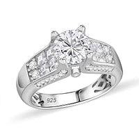 Moissanite 2.75 ctw Ring in Rhodium Over Sterling Silver (Size 6.5)