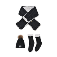 Black Acrylic Fiber Scarf with Pockets (62.99"x7.87"), Socks (4.92"x17.32") and LED Beanie Hat (7.87"x11")