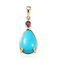 Luxoro 10K Yellow Gold Premium Sleeping Beauty Turquoise and Premium Ouro Fino Rubellite Drop Pendant without Chain 2.80 ctw - Sticky add to cart bar