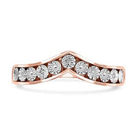 White Diamond Band Ring in Vermeil RG Over Sterling Silver (Size 10)