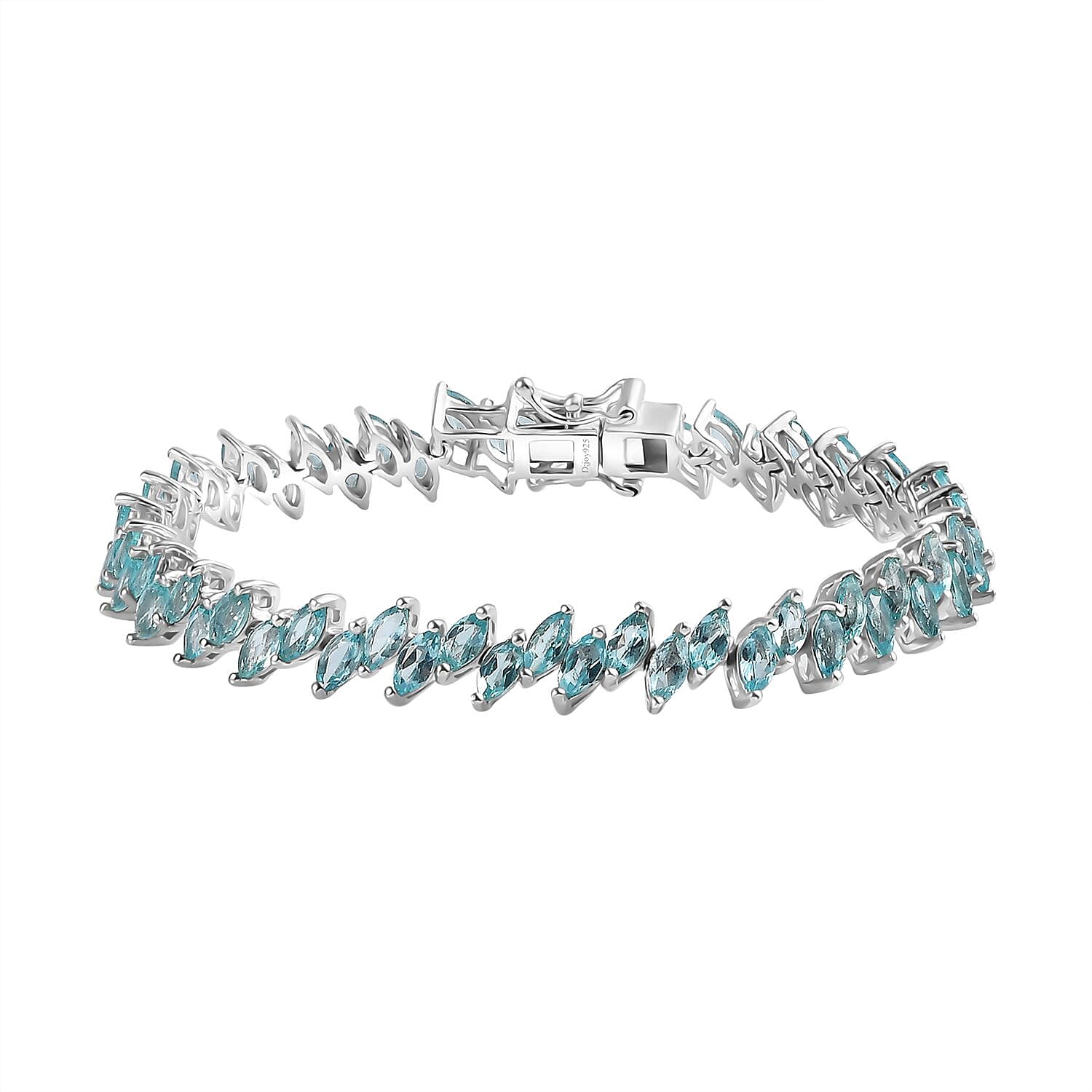 Madagascar Paraiba Apatite Bracelet in Platinum Over Sterling Silver (6.50 In) 9.30 ctw