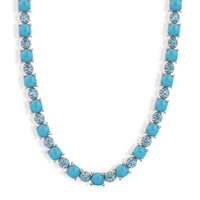 Premium Sleeping Beauty Turquoise, Swiss Blue Topaz Necklace (20 Inches) in Rhodium Over Sterling Silver 13.30 ctw