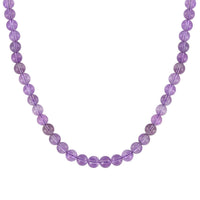 Lavender Amethyst Beaded Necklace 18-24 Inches in Stainless Steel 227.35 ctw