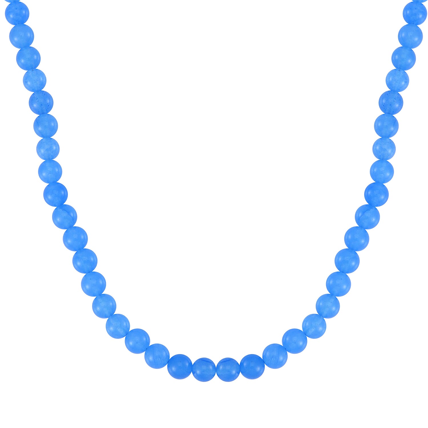 Blue Agate Beaded Necklace 18-24 Inches in Stainless Steel 179.40 ctw