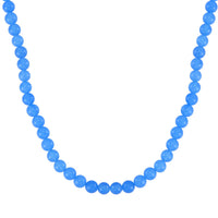 Blue Agate Beaded Necklace 18-24 Inches in Stainless Steel 179.40 ctw