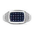 Doorbuster Blue Diamond (IR) Men's Ring in Platinum Over Sterling Silver (Size 10.0) 0.10 ctw - Sticky add to cart bar