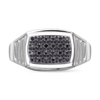 Doorbuster Blue Diamond (IR) Men's Ring in Platinum Over Sterling Silver (Size 10.0) 0.10 ctw