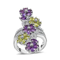 Premium Uruguay Amethyst, Multi Gemstone Ring in Platinum Over Sterling Silver (Size 10.0) 5.00 ctw - Sticky add to cart bar