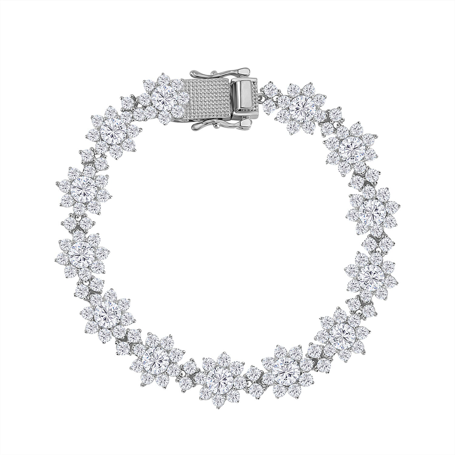 Moissanite Bracelet in Platinum Over Sterling Silver (7.25 In) 14.35 ctw