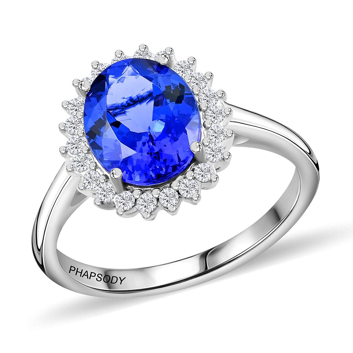 Certified & Appraised Rhapsody 950 Platinum AAAA Tanzanite and E-F VS Diamond Ring 6.20 Grams 3.10 ctw