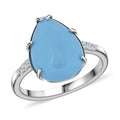 Certified & Appraised Luxoro 10K White Gold AAA Sleeping Beauty Turquoise, Diamond (I2) Ring (Size 10.0) 4.50 ctw - Sticky add to cart bar