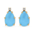 Certified & Appraised Luxoro AAA Sleeping Beauty Turquoise and I2 Diamond 2.65 ctw Earrings in 10K Yellow Gold - Sticky add to cart bar