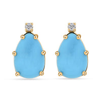 Certified & Appraised Luxoro AAA Sleeping Beauty Turquoise and I2 Diamond 2.65 ctw Earrings in 10K Yellow Gold