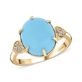 Certified & Appraised Luxoro 10K Yellow Gold AAA Sleeping Beauty Turquoise, Diamond (I2) Ring (Size 10.0) 4.50 ctw - Sticky add to cart bar