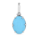 Certified & Appraised Luxoro 10K White Gold AAA Sleeping Beauty Turquoise and I2 Diamond Pendant without Chain 4.95 ctw - Sticky add to cart bar