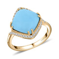 Certified & Appraised Luxoro AAA Sleeping Beauty Turquoise and I2 Diamond 5.00 ctw Ring in 10K Yellow Gold (Size 10.0) - Sticky add to cart bar