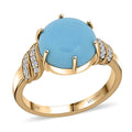 Certified & Appraised Luxoro 10K Yellow Gold AAA Sleeping Beauty Turquoise, Diamond (I2) Ring (Size 10.0) (4.11 g) 4.50 ctw - Sticky add to cart bar