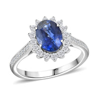 By Tony Diniz Certified & Appraised Rhapsody 950 Platinum AAAA Ceylon Blue Sapphire and E-F VS Diamond Ring 5.95 Grams 2.60 ctw