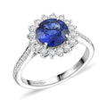 Certified & Appraised Rhapsody 950 Platinum AAAA Ceylon Blue Sapphire, Diamond (E-F, VS) (0.44 cts) Ring (Size 10.0) (5.66 g) 2.50 ctw - Sticky add to cart bar