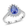 By Tony Diniz Certified & Appraised Rhapsody 950 Platinum AAAA Ceylon Blue Sapphire and E-F VS Diamond Ring 5.86 Grams 2.60 ctw - Sticky add to cart bar