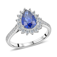 By Tony Diniz Certified & Appraised Rhapsody 950 Platinum AAAA Ceylon Blue Sapphire and E-F VS Diamond Ring 5.86 Grams 2.60 ctw