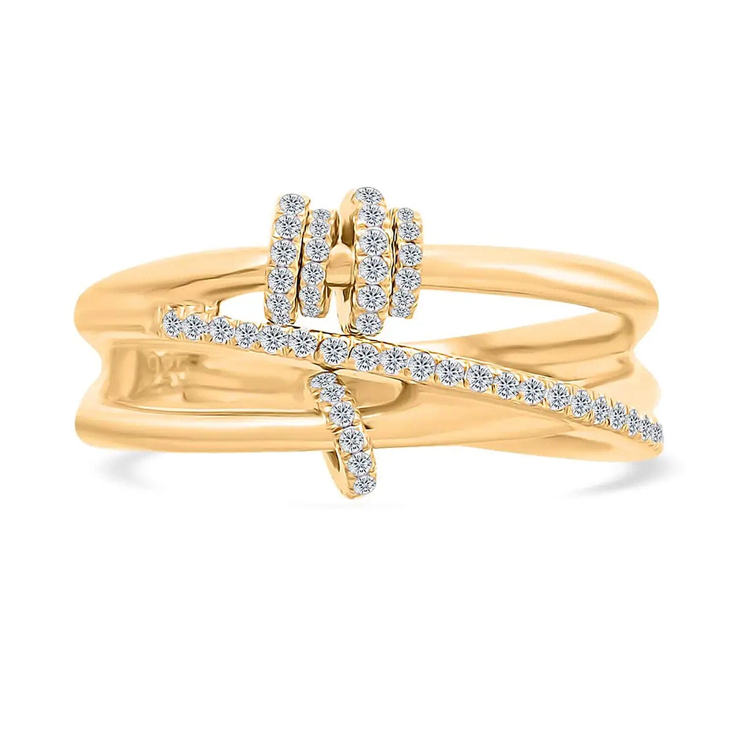 Clarte Lacet Collection Moissanite Ring in Vermeil Yellow Gold Over Sterling Silver (Size 10.0) 0.40 ctw