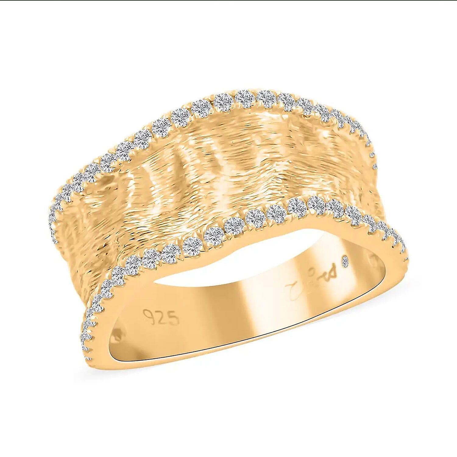 Clarte Sable Collection Moissanite Ring in Vermeil Yellow Gold Over Sterling Silver (Size 10.0) 0.50 ctw