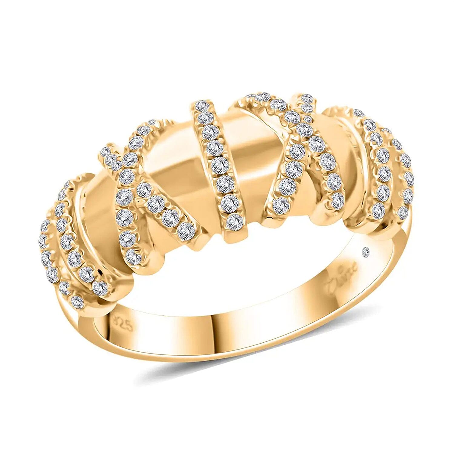 Clarte Gloria Collection Moissanite Ring in Vermeil YG Over Sterling Silver (Size 6.0) 0.40 ctw