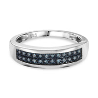 Diamond Twin Row Ring in Platinum Over Sterling Silver