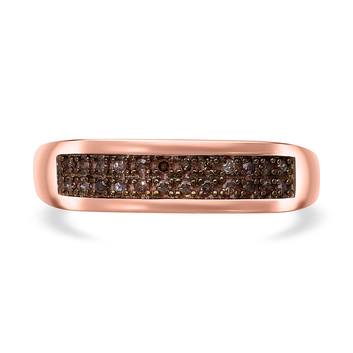 Doorbuster Natural Champagne Diamond Ring in Vermeil RG Over Sterling Silver (Size 10.0) 0.20 ctw