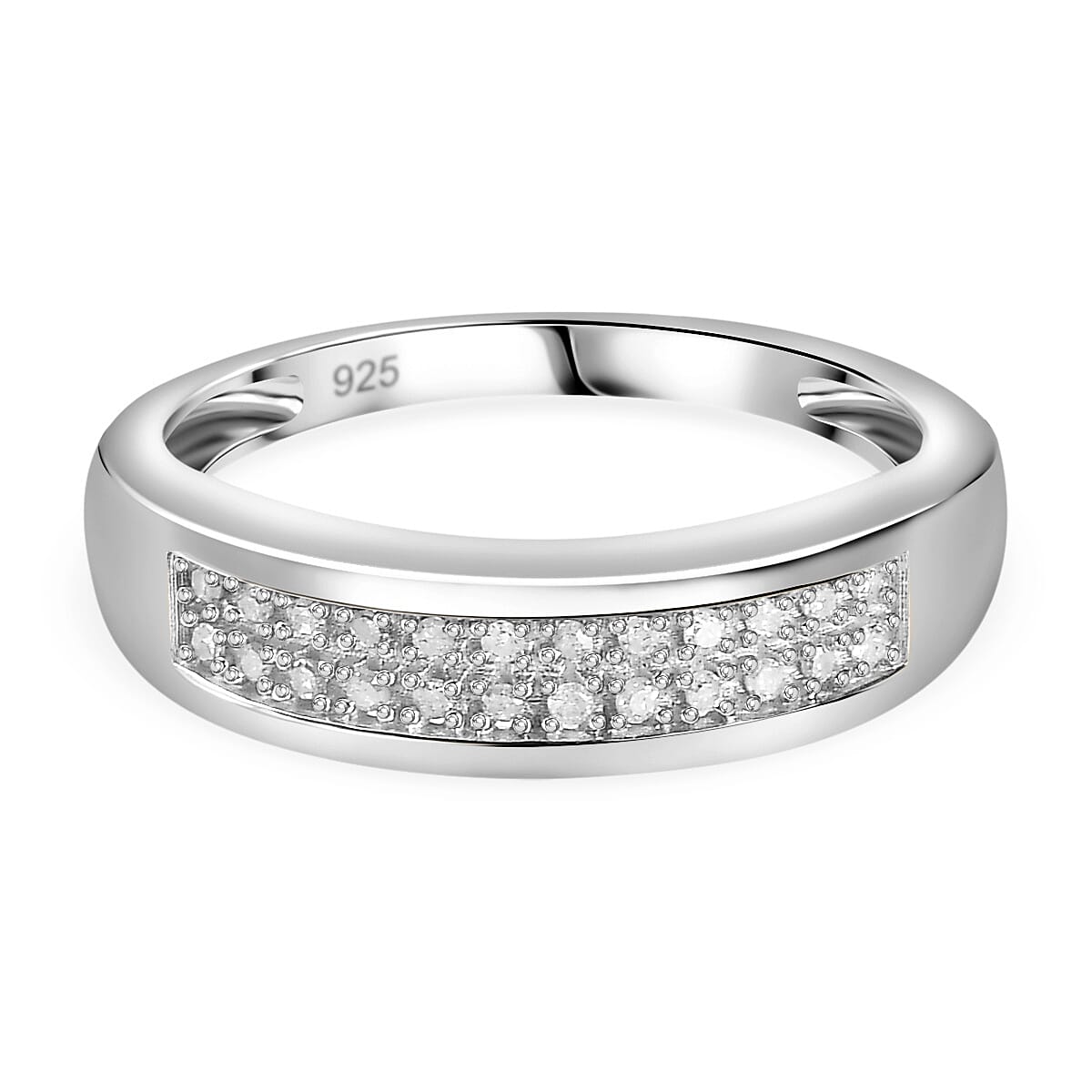 Doorbuster White Diamond Ring in Platinum Over Sterling Silver (Size 10.0) 0.20 ctw