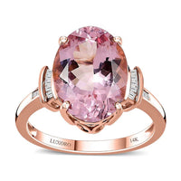Epic Deal Luxoro 14K Rose Gold AAA Pink Morganite, Diamond (G-H, I2) Ring (Size 7.0) 5.10 ctw