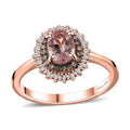 Premium Pink Morganite, Natural Champagne and White Diamond Starburst Ring in Vermeil Rose Gold Over Sterling Silver (Size 10.0) 1.00 ctw - Sticky add to cart bar