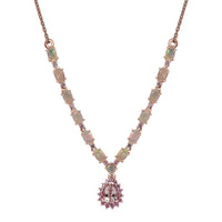 D'Joy Premium Pink Morganite and Multi Gemstone Drop Necklace 18-20 Inches in Vermeil Rose Gold Over Sterling Silver 3.00 ctw