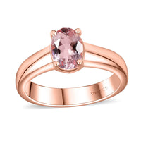 Premium Pink Morganite Solitaire Ring in Vermeil Rose Gold Over Sterling Silver (Size 10.0) 1.10 ctw