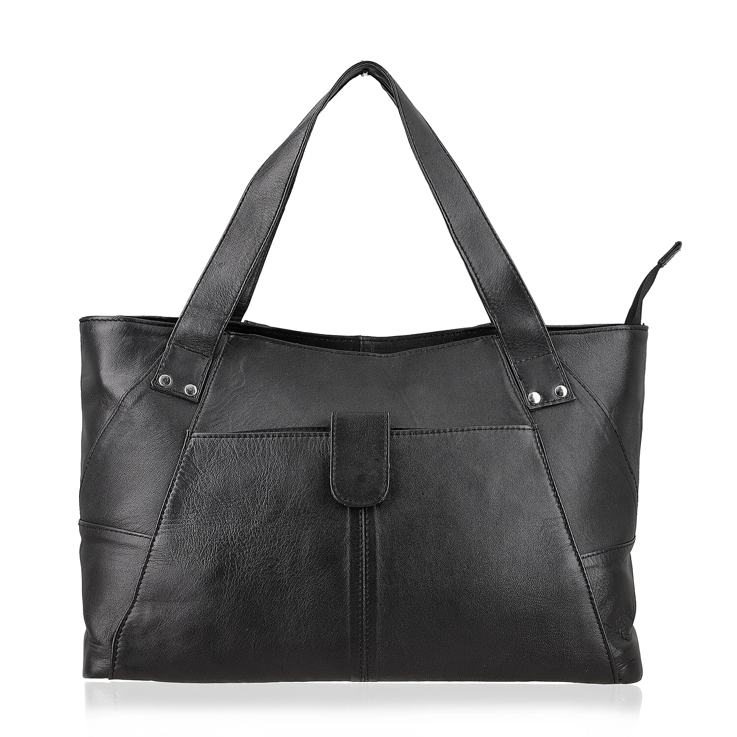 Black Genuine Leather Tote Bag (15"x7"x10")