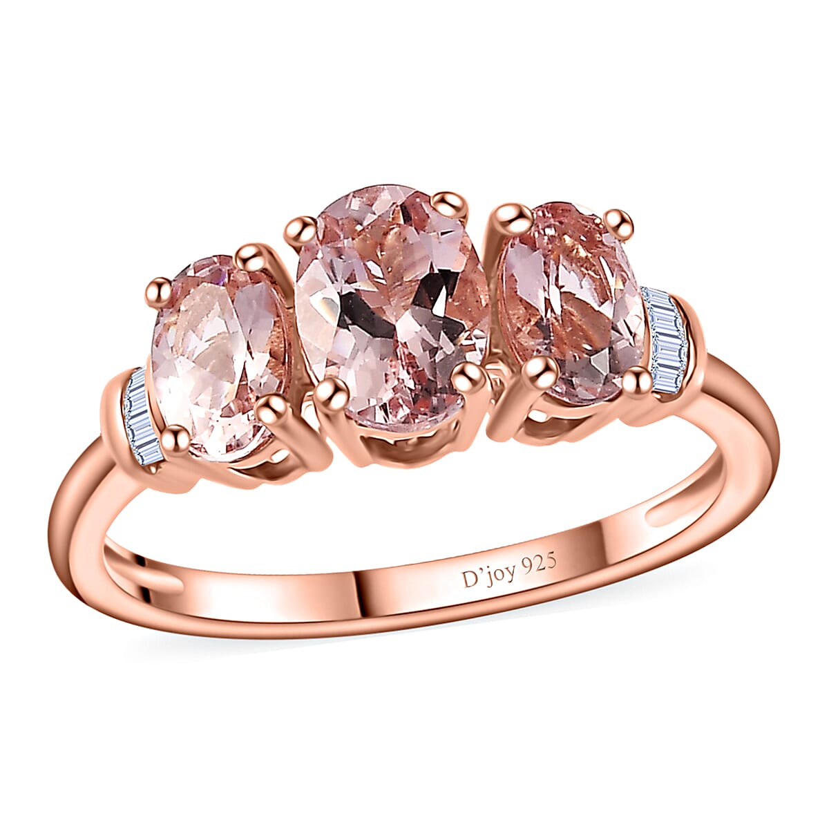 Premium Pink Morganite and Diamond Ring in Vermeil Rose Gold Over Sterling Silver (Size 10.0) 1.50 ctw