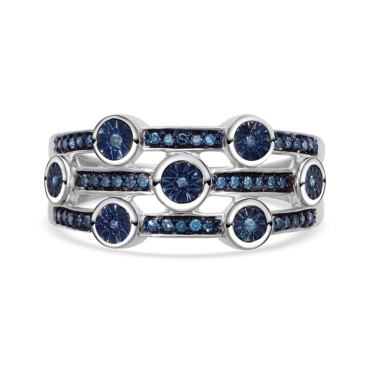 Diamond Celestial Orbit Ring in Platinum Over Sterling Silver