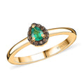 AAA Kagem Zambian Emerald and Brown Zircon Halo Ring in Vermeil Yellow Gold Over Sterling Silver (Size 10.0) 0.25 ctw - Sticky add to cart bar