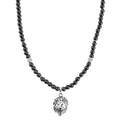 Hematite Beaded Men's Necklace 24 Inches with Lion Charm in Stainless Steel 504.00 ctw - Sticky add to cart bar