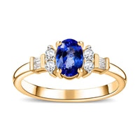 Tanzanite and White Zircon Ring in Vermeil Yellow Gold Over Sterling Silver (Size 10.0) 1.60 ctw